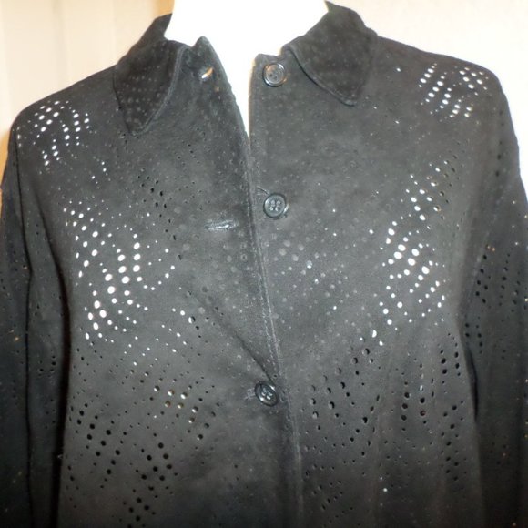 Carina New York Black Suede Shacket Sz L - Picture 4 of 5